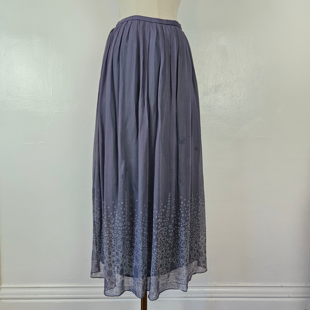 Vintage Garnet Hill Silk Maxi Skirt Sz 10 Lavender Pleated